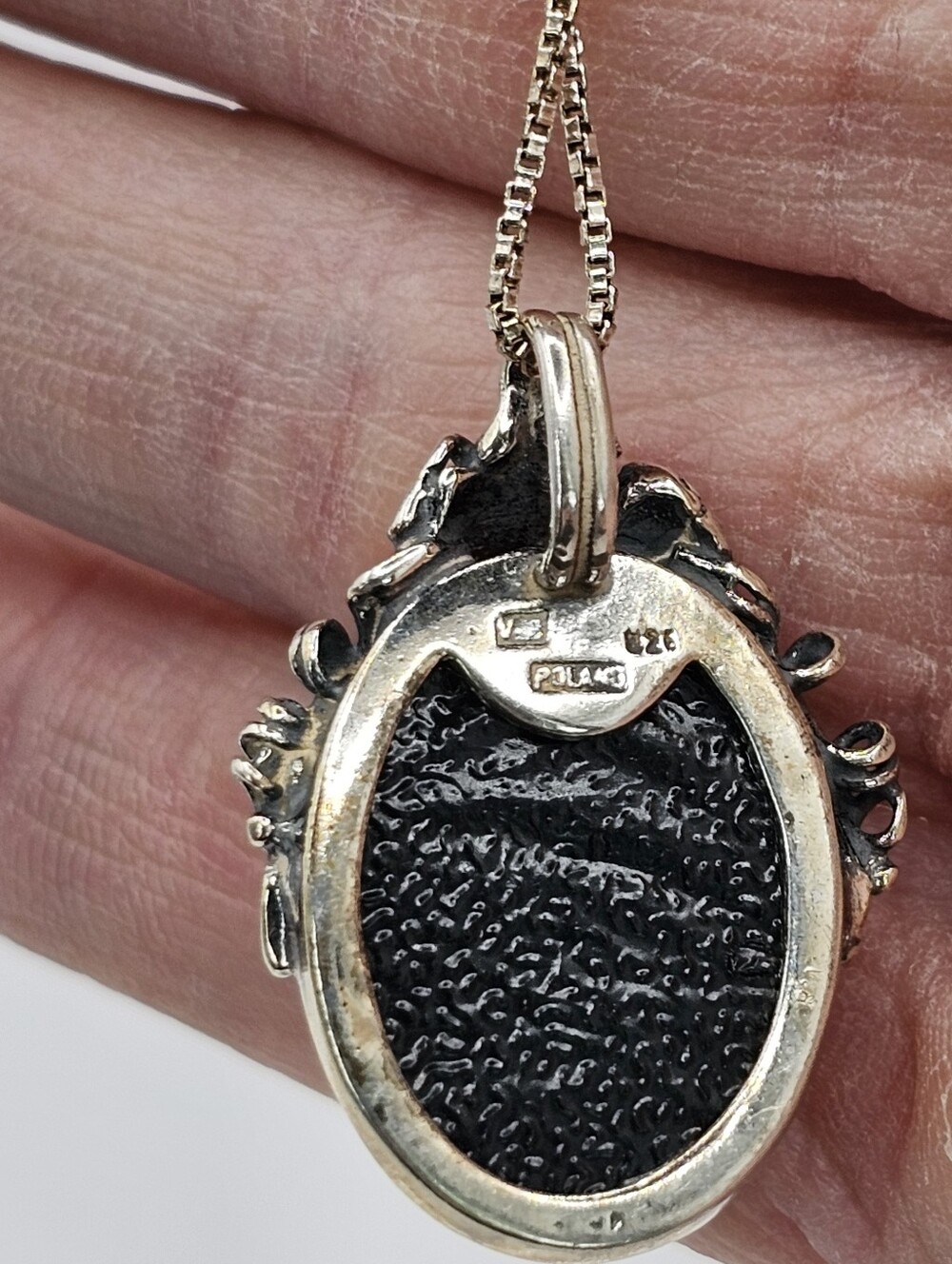 Vintage Polish Valerio Baltic Amber Pendant & Sterling Silver Box Chain 18" - Picture 7 of 12